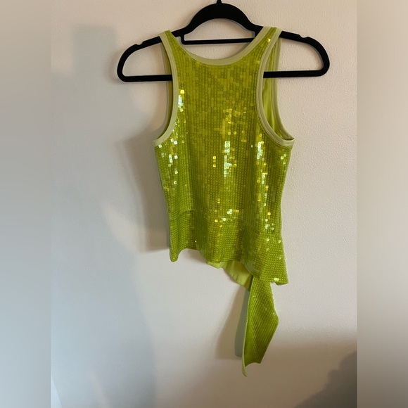 NWT Helmut Lang Green Sequinned Tank Top In Parrot, size 0 - Picture 6 of 7